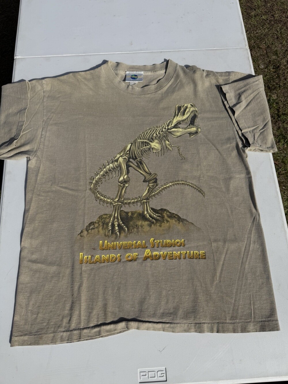 90s Universal Studios Islands Of Adventure Beige Tshirt Large Dinosaurs Good 🦖